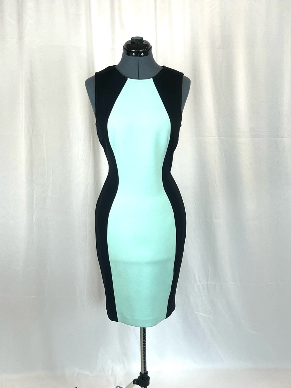 Boston Proper Colorblock Sheath Dress Black/Aqua Sleeveless Size 12 626
